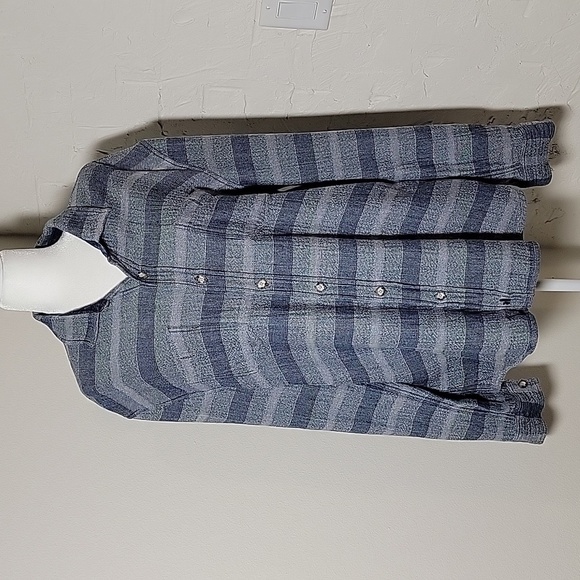 Johnnie-O Teton Shacket Shirt Stripe Button Down Collared Long Sleeve Pockets XL - Picture 3 of 15